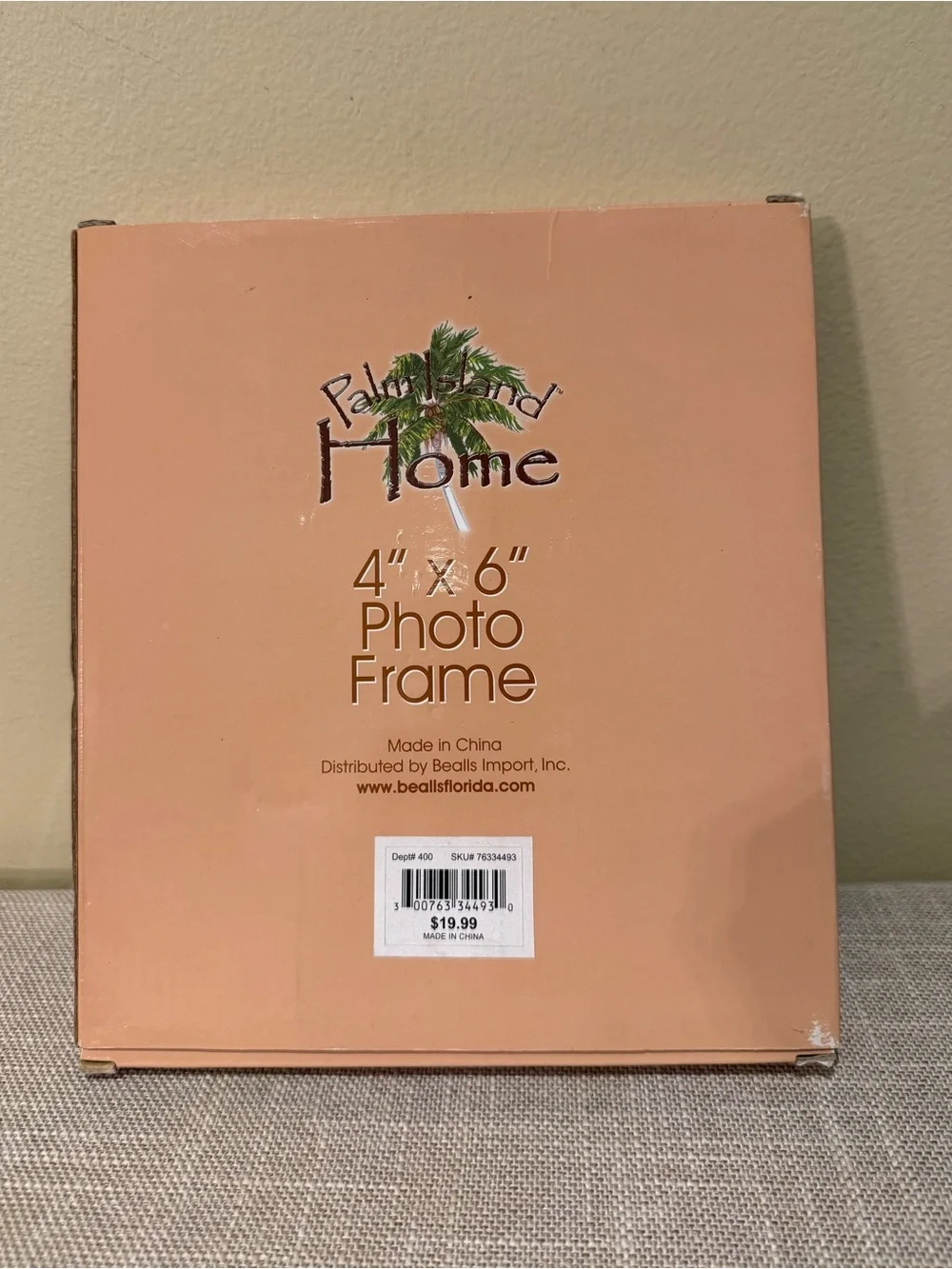 Palm Island Home Silver Pewter Metal 4x6 Photo Frame Coastal Island Decor NIB